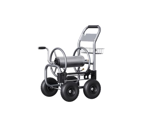 Giraffe Tools Garden Hose Reel Cart, Cart with Wheels Heavy Duty, Industrial Hose Reels for Outside, 250-Feet of 5/8" Hose Capacity, Hose Guide Pre-Installed