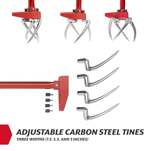 Garden Weasel Claw Pro Garden Tiller and Cultivator Tool – Twist-Action Soil Loosener with Adjustable Carbon Steel Tines, Ergonomic Handle, and Footplate Latest Model 91334-3
