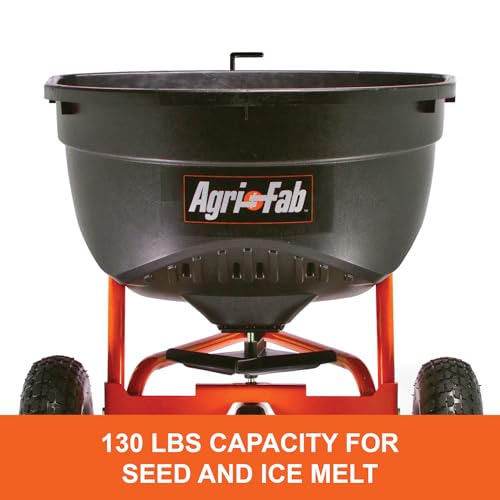 Agri-Fab 45-0463 Pull Behind Broadcast Spreader,130 lb. Hopper Capacity Designed for Seed, Fertilizer, Salt, Ice Melt with Universal Hitch,12 ft. Spread Width for Riding Lawn Mowers and Lawn Tractors