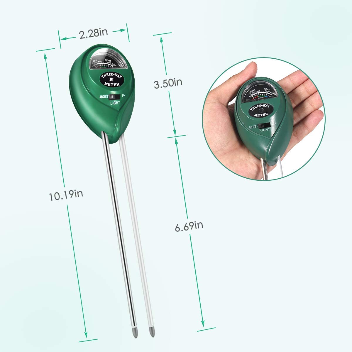 Moisture Meter, Soil PH/Light Tester Plant Soil Test Kit Indoor Outdoor Use, Hygrometer Moisture Sensor Water Meter for Potted Plants Succulents Trees Lawn Farm Garden, No Battery Needed, Easy to Read