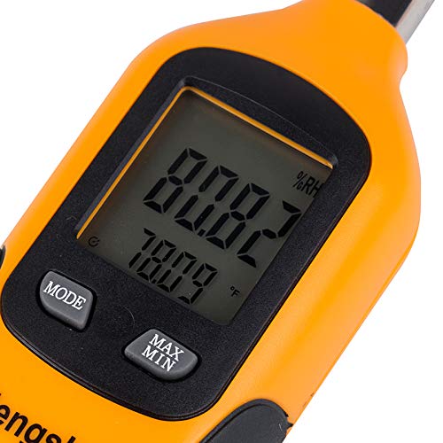Mengshen Digital Psychrometer - Handheld Temperature and Humidity Meter Gauge with Dew Point and Wet Bulb Temperature - Battery Included