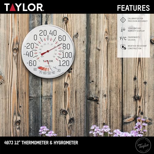 Taylor Precision Products Humidiguide Dial Thermometer (12-Inch), White, One Size