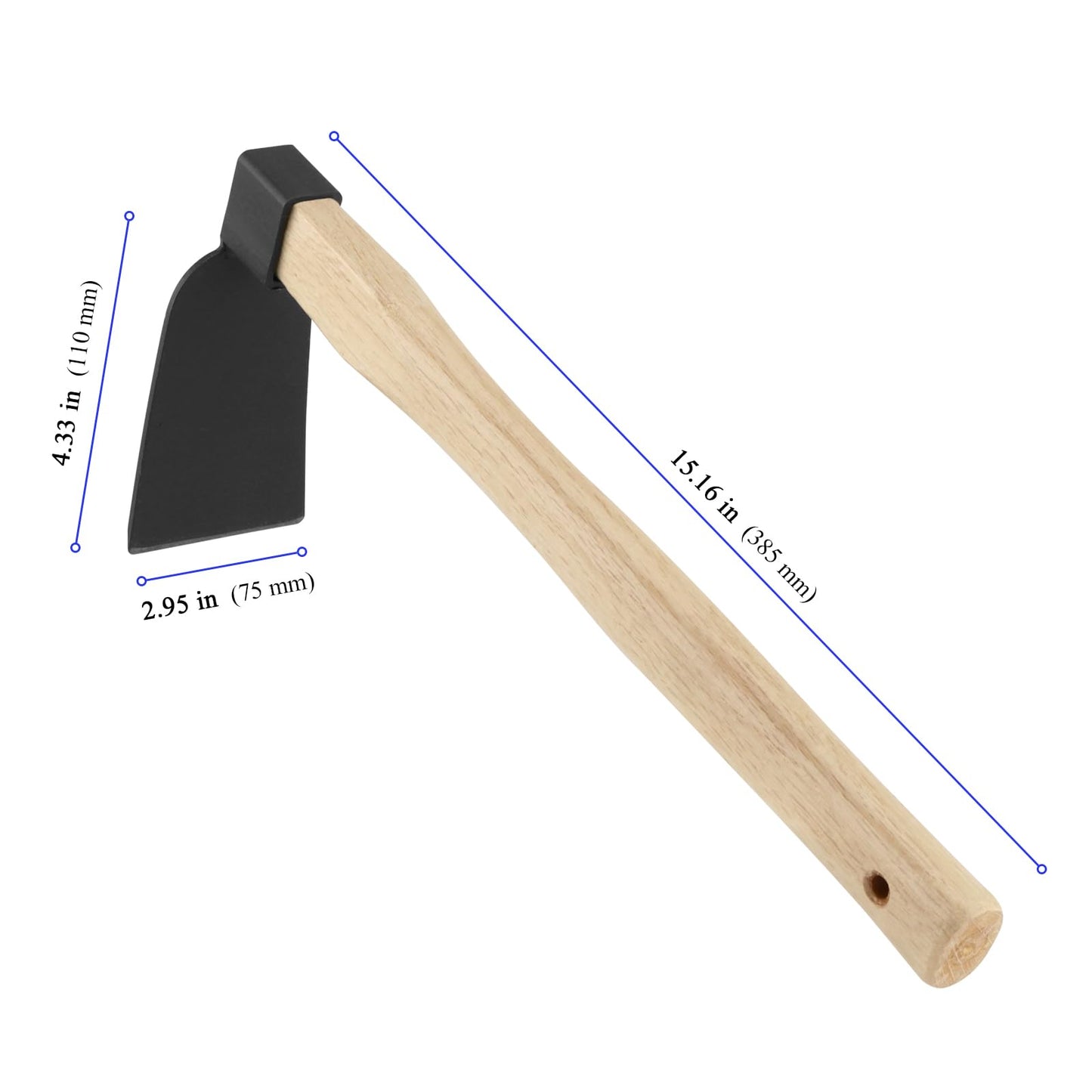 KEILEOHO 2 Pcs 15 Inch Garden Hoe, Hand Hoe Garden Tool, Handheld Hoe Blade Head Hand Hoe for Digging, Loosening Soil, Weeding, Planting