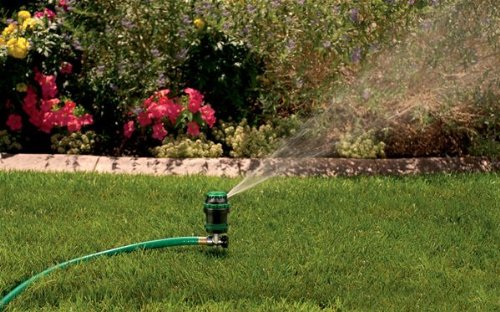 Orbit 58573N H2O-Six Gear-Drive Sprinkler on Metal T-Spike