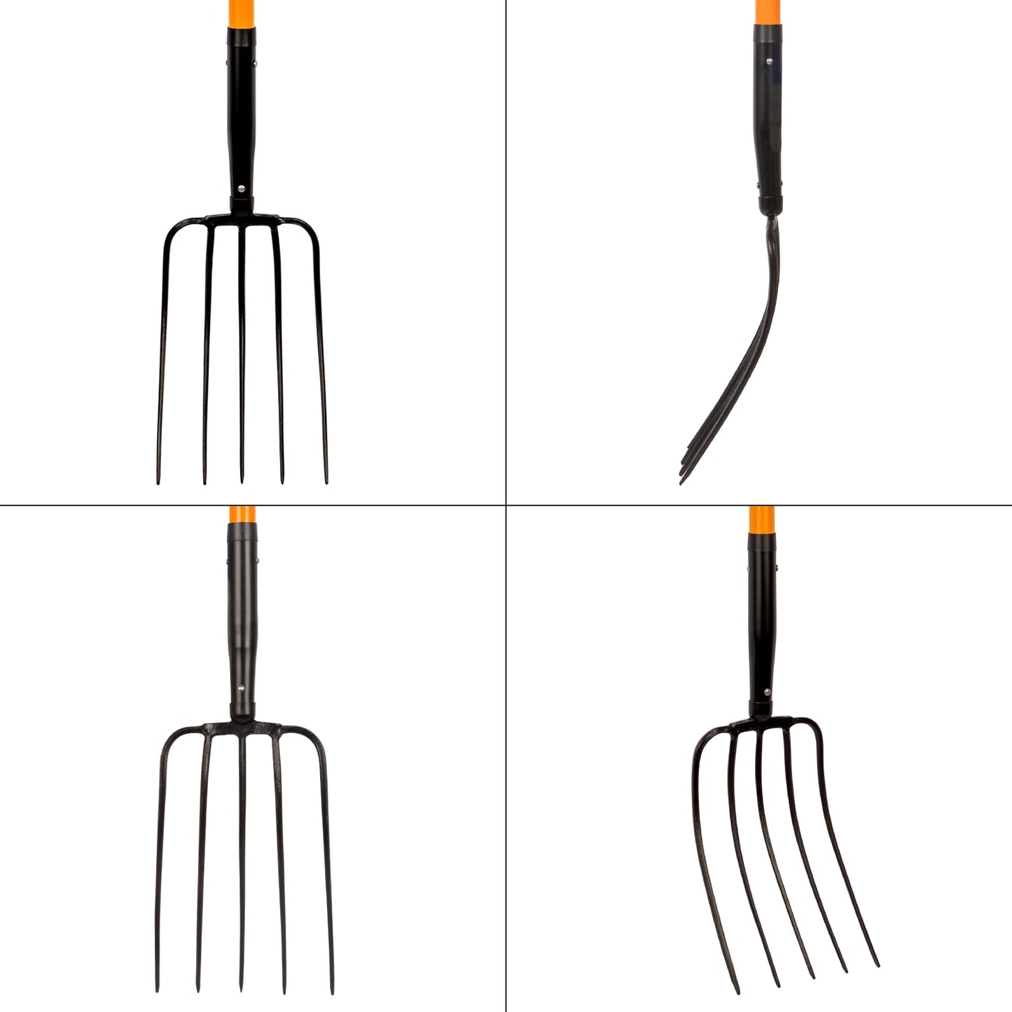 VNIMTI Pitch Fork for Gardening, 5 Tine Pitchfork Heavy Duty with Fiberglass Handle, 58 Inches