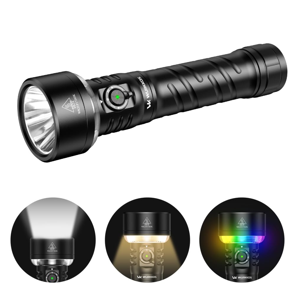 Wurkkos TS27 Rechargeable High Lumen Flashlights, 3200LM 2772Feet Long Throw Super Bright Flashlight,Bidirectional Lighting 300-hour Ultra-Long Flashlights, (with Threaded Interface)
