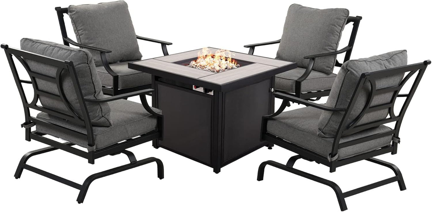 Grand Patio Outdoor Gas Fire Pit Table 32-Inch Square Propane Gas Fire Pit with CSA Safety Approval 50000 BTU Heat Sling Base Ceramic Tile Top and Lava Rock for Garden, Backyard, and Deck Parties