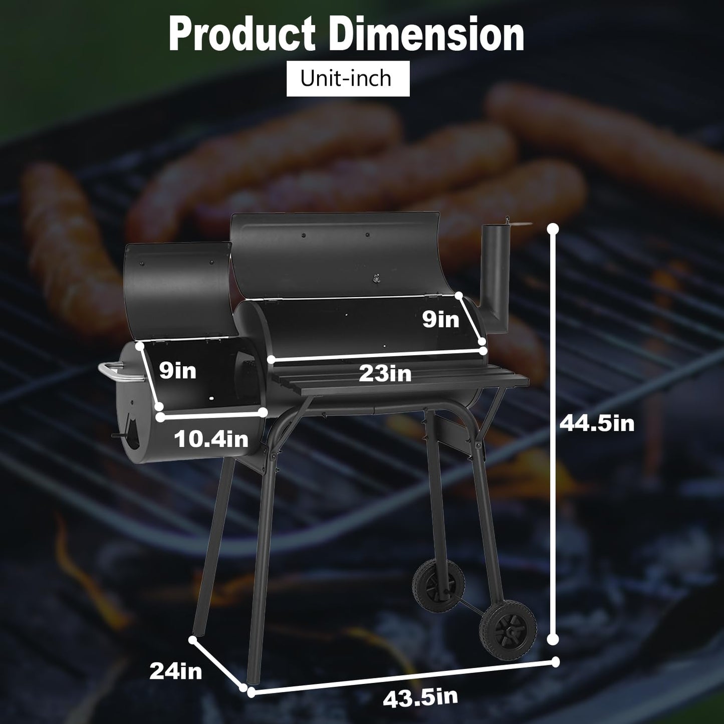 FDW Charcoal Grills 43-inch Outdoor Grill,Multiple People BBQ Grill with Double Grill Mesh Design,Smoker Grill for Camping,Outdoor Backyard,Patio and Parties,Black