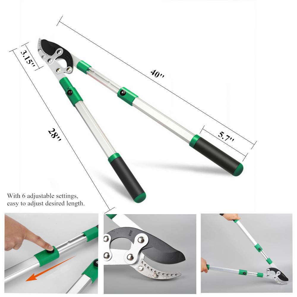 SK5 High-Performance Compound Action Anvil Lopper,Chops Thick Branches with Ease,2 Inch Cutting Capacity,28inch-40inch Telescoping Lopper, Tree Trimmer with Sturdy&Comfortable handle(A)