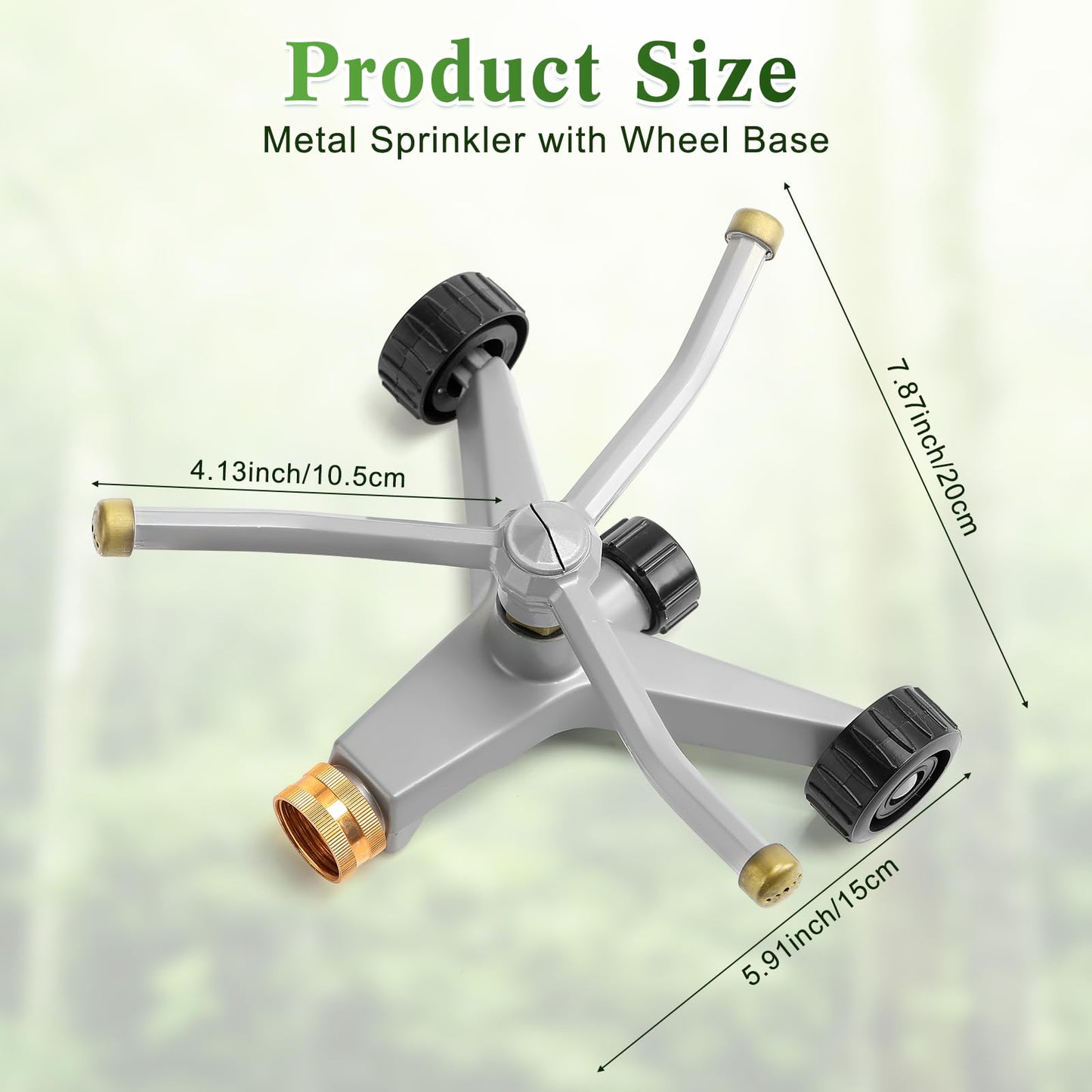 Tiangrid 2 Pcs Metal Rotary Lawn Water Sprinkler 3 Arm Heavy Duty Automatic Revolving Whirling with Wheeled Base for Lawn Yard Garden Backyard, Can Be Chained Together