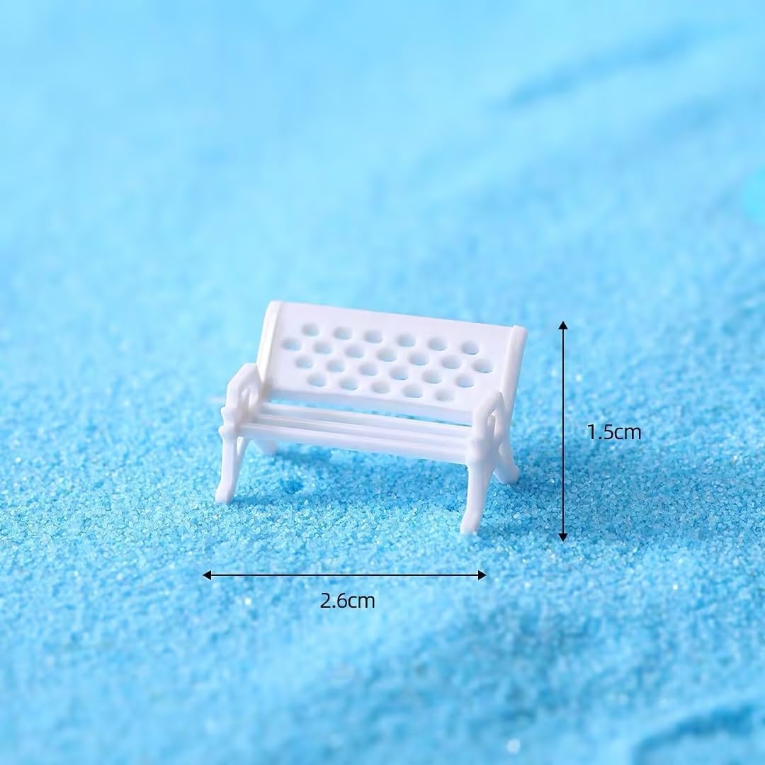 2Pcs Mini Garden Ornaments, Miniature Park Bench Set, Park Street Seats Chairs Kit for Dollhouse Decor