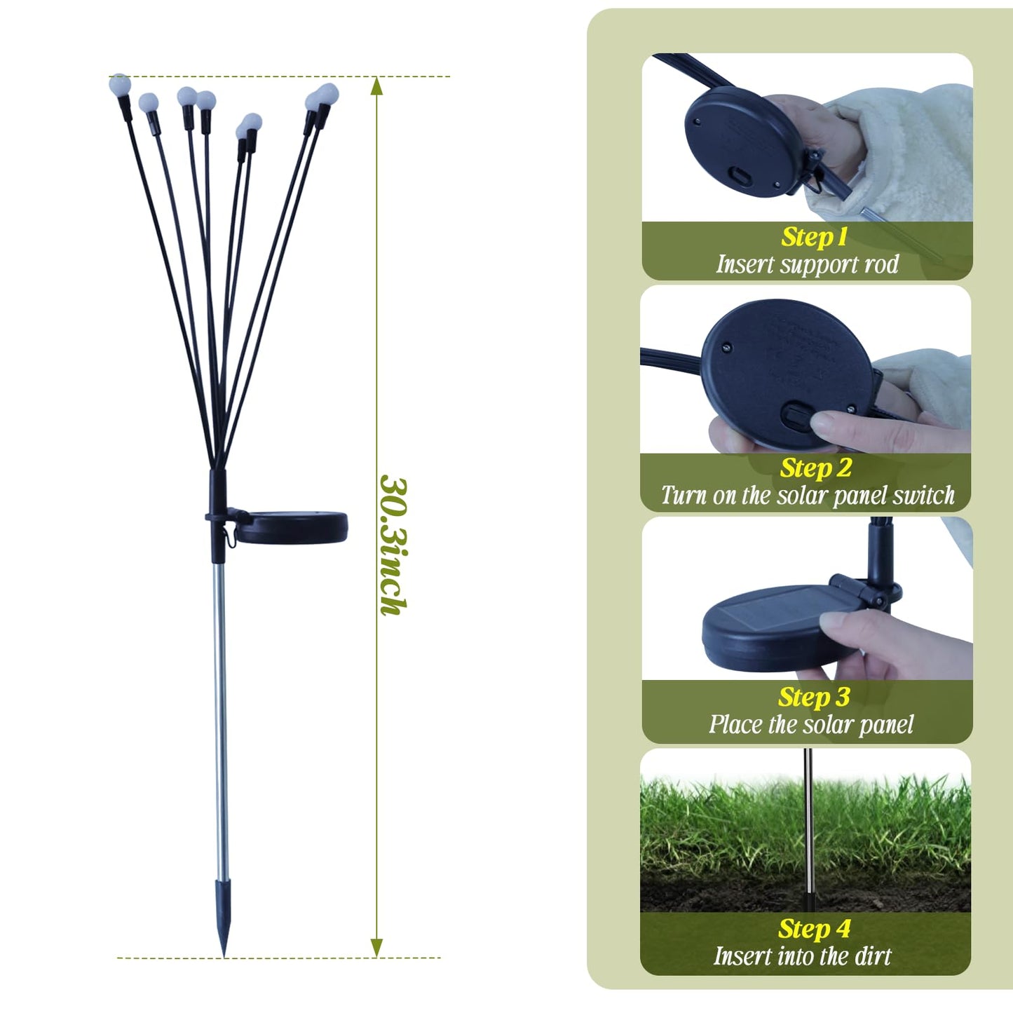 Veeydrut Solar Outdoor Firefly Lights Waterproof (6 Packs, 48 LEDs), 2 Modes Decorative Lighting, Solar Stake Lawn Swaying Lights, Unique Spring Garden Decor Gifts for Women