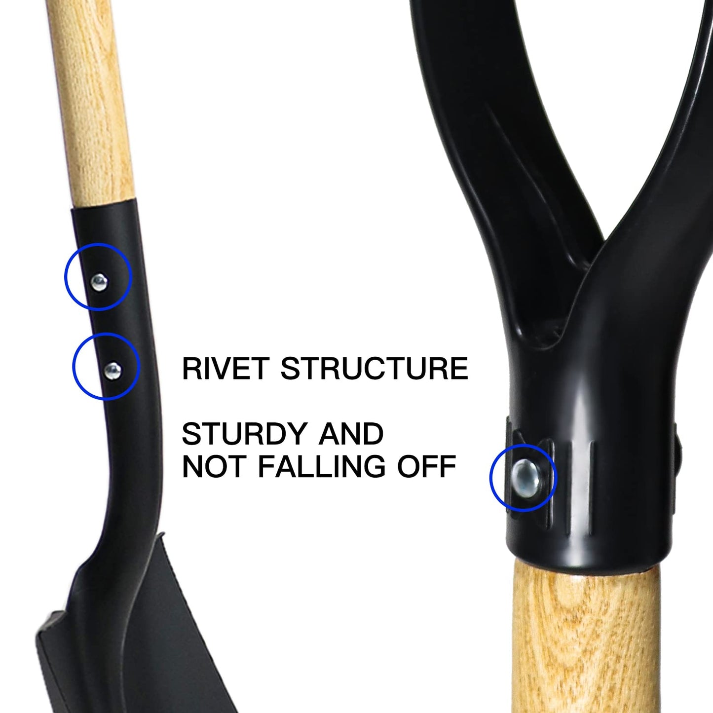 KOLEIYA 41 Inch Round Point Shovel for Digging,Heavy Duty Garden Shovel with D-Handle,Wooden Handle,Ideal for Gardening,Landscaping,Beach,and Snow Removal
