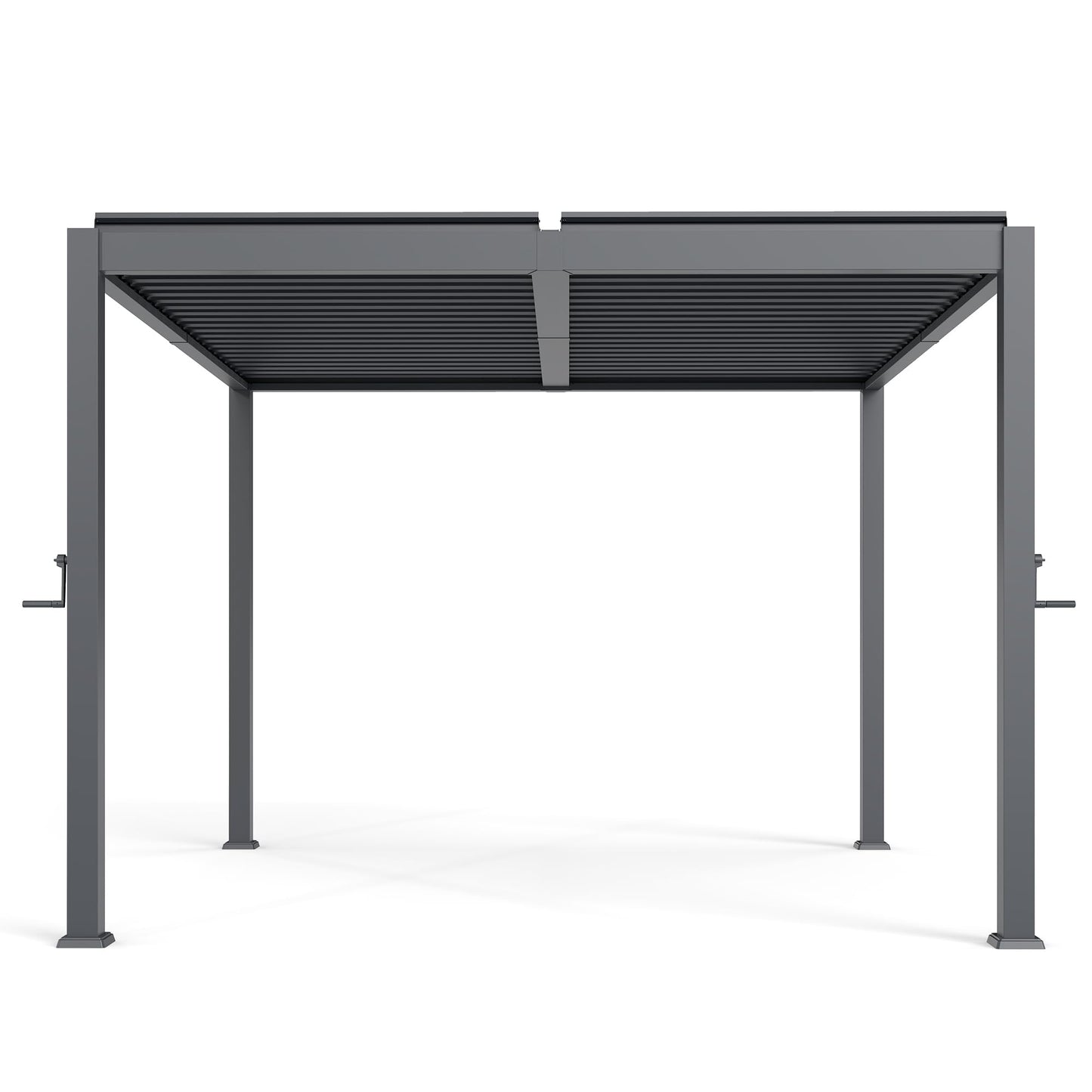 10' x 10' Outdoor Aluminum Louvered Pergola with Adjustable Roof, Upgraded Side Short-Rod Control, Easy Assembly, Modern Hardtop Gazebo for Patio, Deck, Backyard, Garden