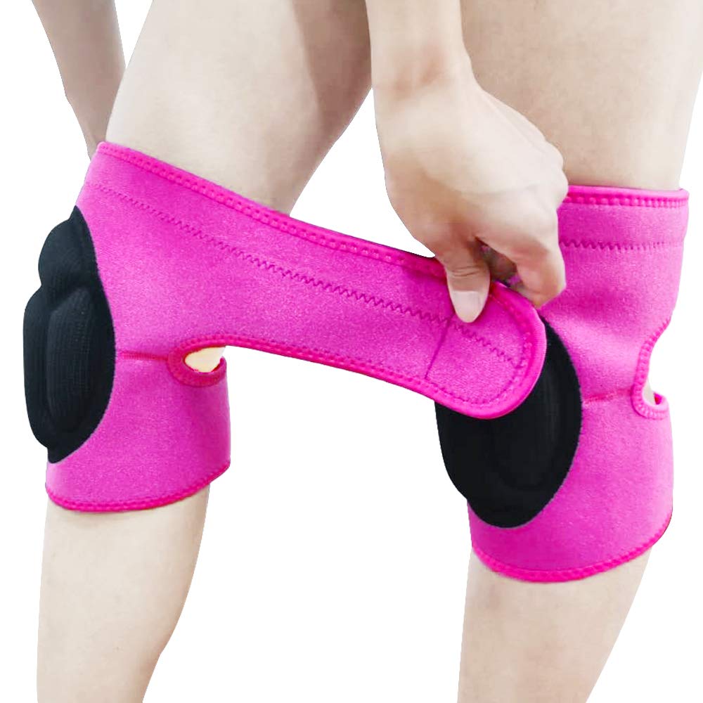 JYBTAA Women Knee Pads for Cleaning House Floors,Gardening Work,Carpet, Kneeling Kneepads with Soft Inner Liner, Adjustable knee pads Suitable for Adult and Elderly for Garden,Flooring Yard,Pink L, (1 Pair)