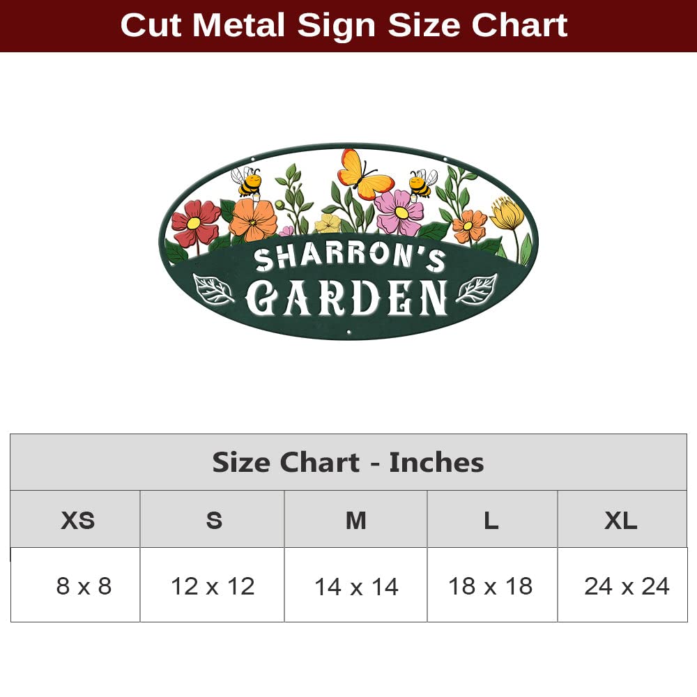 MeMate Garden Signs, Personalized Metal Signs, Garden Sign to Personalize, Customized Name Wall Art for Garden Outdoor Decor, Large Sign for Vegetable Garden She Shed, Personalized Outdoor Plaque