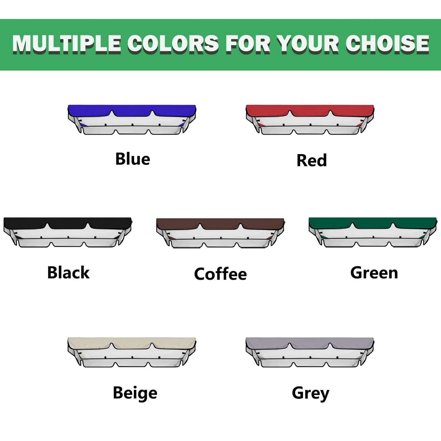Swing Canopy Replacement Cover, Waterproof Sun Shade Porch Swing Canopy Replacement Top for 2-3 Seater Outdoor Garden Yard Patio Swing Cover (Red, 75×52×5.9 Inch)