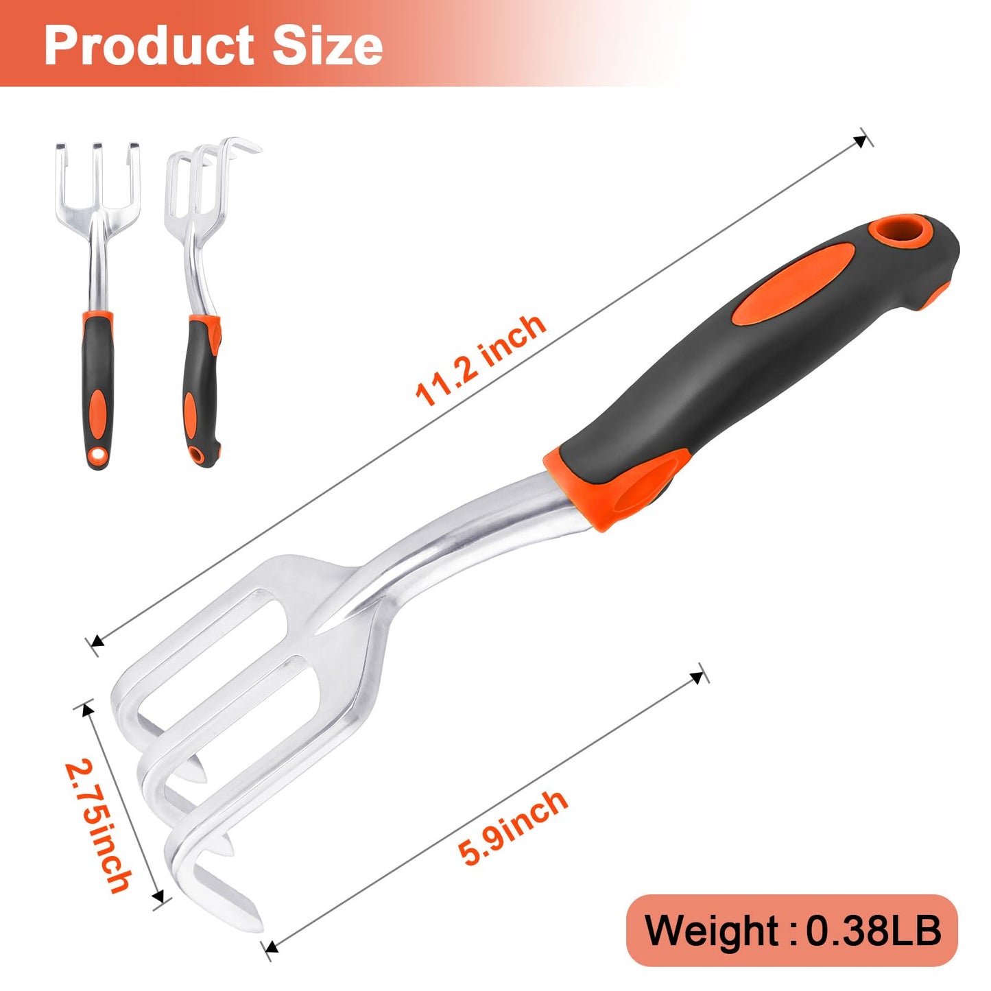 Hand Rake Garden Tool, Heavy Duty Hand Cultivators for Gardening, Small Garden Claw Tool Garden Handrake with Ergonomic Handle, Weed Rake Cultivator Tool for Cultivating, Loosening, Weeding