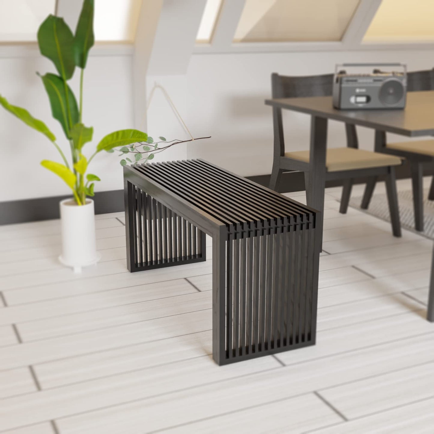 APRTAT Bamboo Dining Bench, 35 inch Farmhouse Decor Indoor Kitchen Table Bench, Entryway Shoe Rack Bench Solid Bamboo Benches for Living Room, Hallway, Bedroom, Bathroom