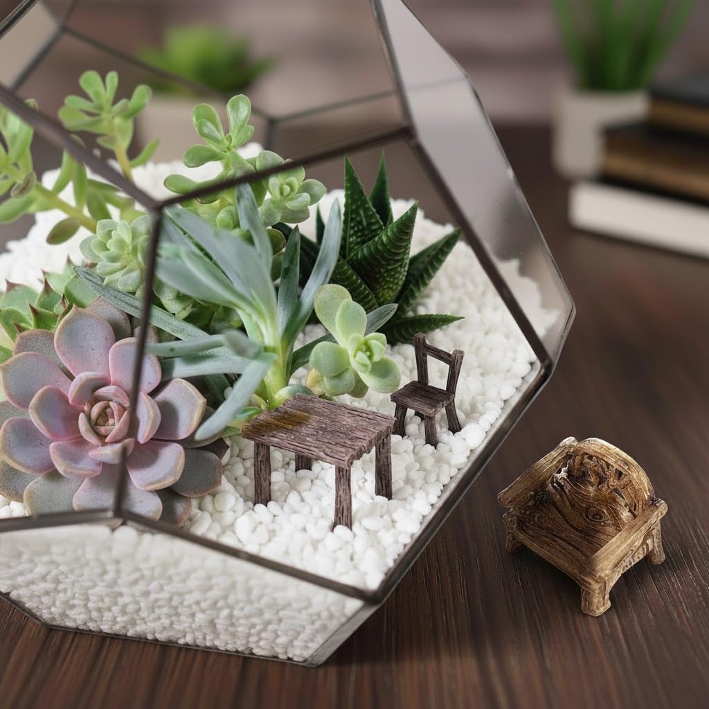 Fairy Garden Accessories 10-Pack Miniature Table and Chairs Set, Mini Fairy Garden Resin Ornaments, Outdoor Decor for Miniature Dollhouse & Micro Landscape DIY