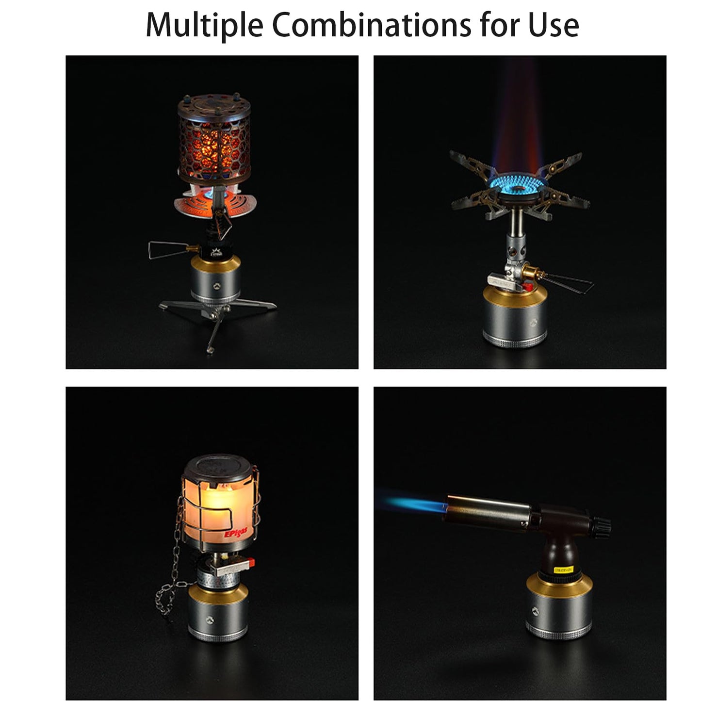 Campingmoon Camping Gas Lantern Outdoor Gas Tent Lamp with Empty Gas Tank Wooden Lantern Case