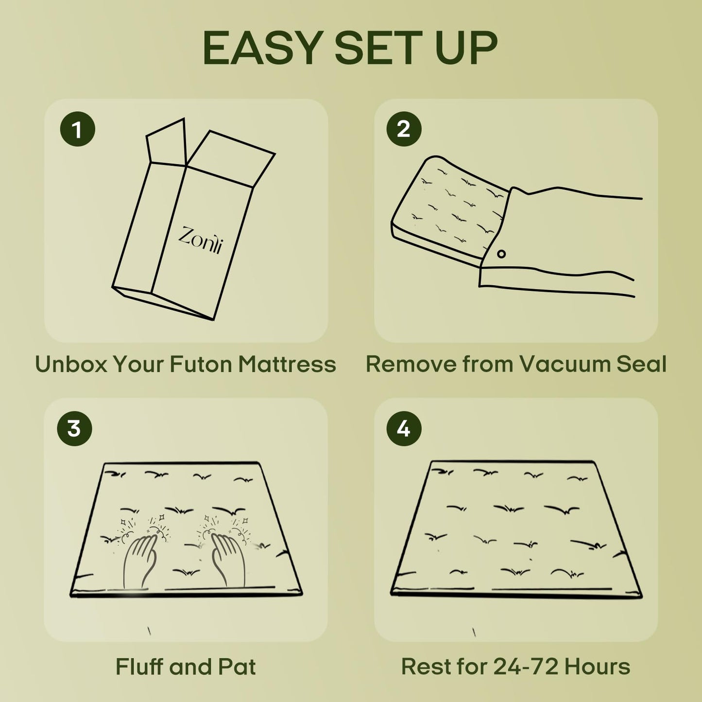 ZonLi Japanese Floor Futon Mattress Queen Size 80"x 60", 100% Cotton Cover 2.5'' Thicken Tatami Mattress, Foldable Sleeping Pad, Portable Dormitory Tatami Mat(Grey)
