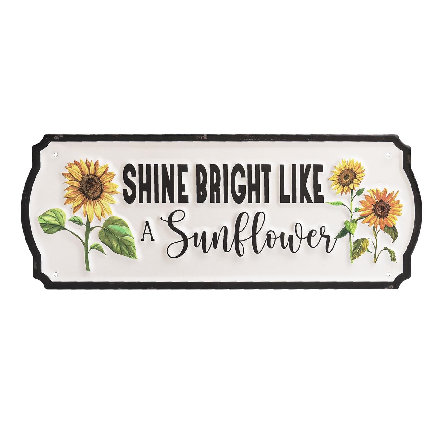 pechpell Metal Sunflower Wall Decor, 15.7"×5.9" Outdoor Sun flower Sign Fence Yard Patio Porch Garden Wall Art, Kitchen Bathroom Bedroom Decorations for Home
