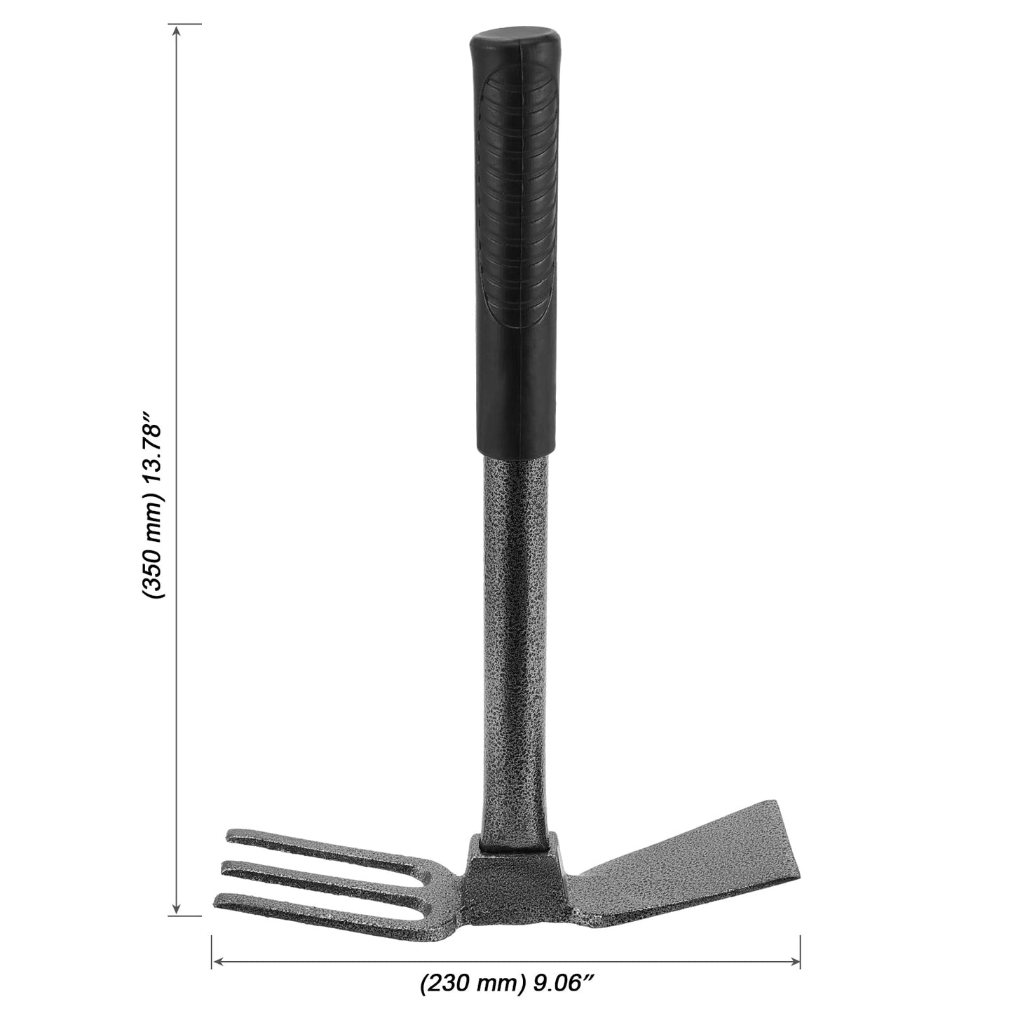 MOUYAT 4 PCS 2 in 1 Double Garden Hoe and Cultivator, 9 x 14 Inch Dual Headed Weeding Tool Heavy Duty Hand Tiller Rust Proof 3 Prong Cultivator with Handle for Weeding and Digging