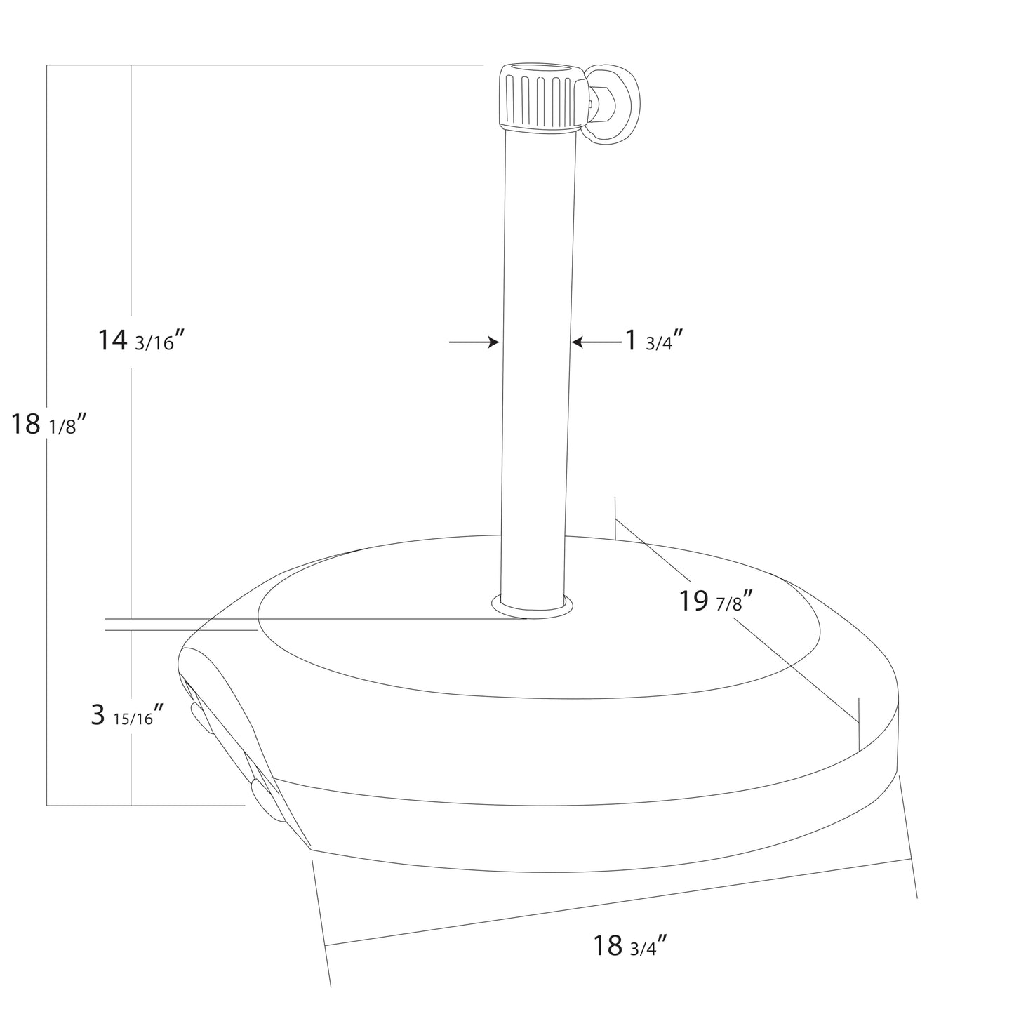 California Umbrella 75 Lb. Weighted Concrete Premium Free Standing Patio Umbrella Base, Fits Up to 1.5" Diameter Umbrella Pole, Hammertone Gray