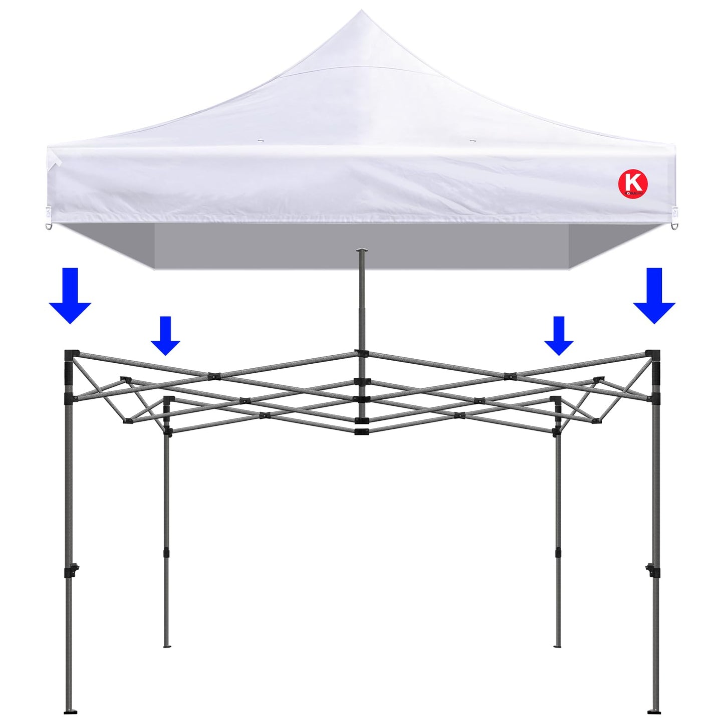 KaKuEike 10x10 Canopy Replacement Top - Heavy-Duty 600D Oxford Fabric with 8 Drainage Holes, Waterproof & 99% UV Resistant Tent Cover for Pop-Up Canopy, Professional Replacement Top Only (White)