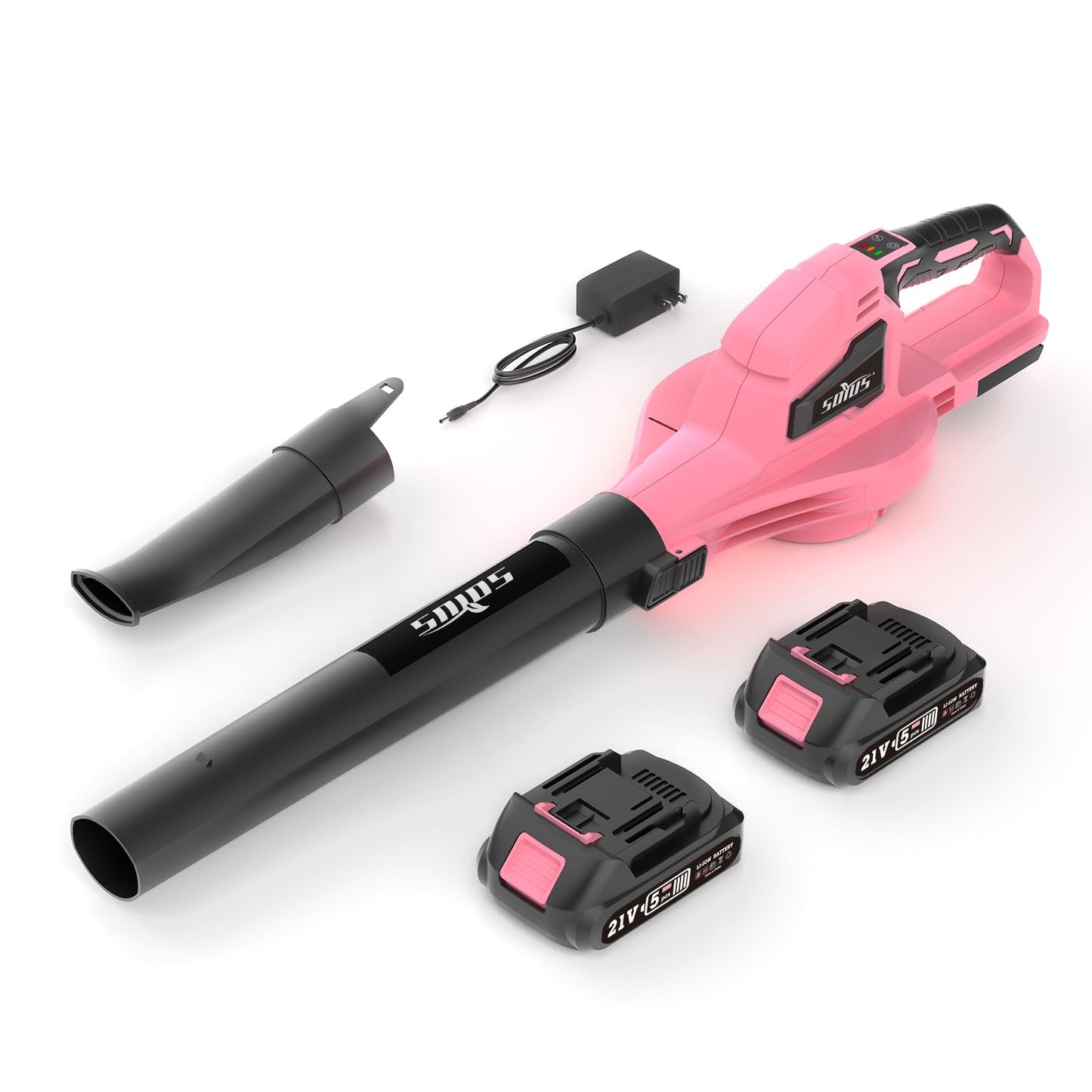 SOYUS Leaf Blower, 20V Leaf Blower Cordless with 2x2.0Ah Battery and Charger, 150 MPH Electric Leaf Blowers with Two-Speed Mode, Blowers for Lawn Care, Debris Dust Cleaning(Pink)