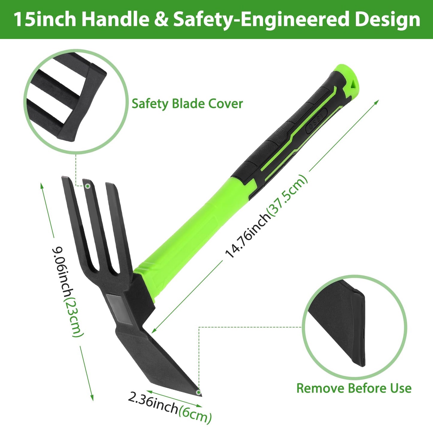 NAUKII 15 inch Garden Hoe Durable and Comfortable Handle Garden Tools for Flower Work