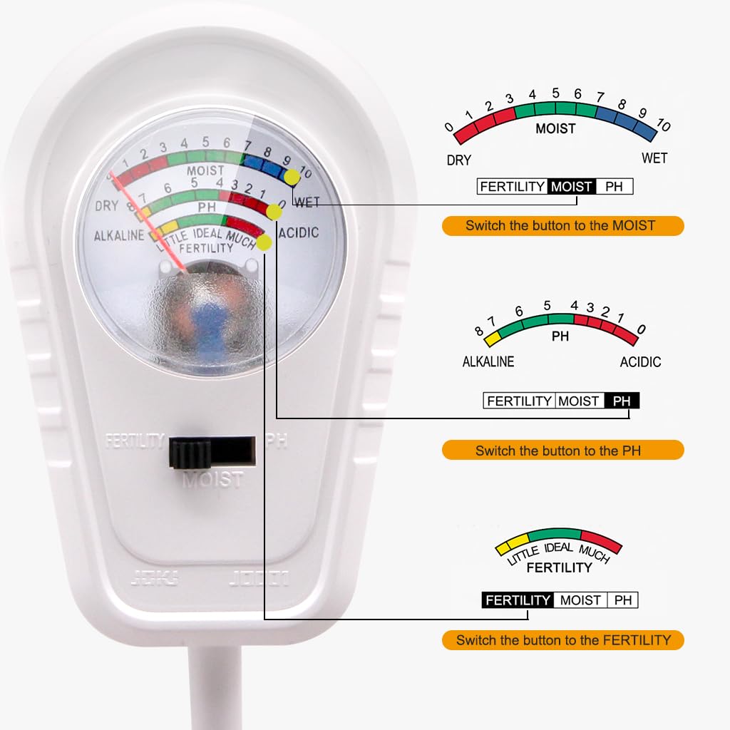 Aenncci Soil Test Kit 3-in-1, Soil Moisture Meter, Soil PH Meter, Fertility Soil Tester, Soil Tester for Garden, Lawn, Farm, Outdoor & Indoor Use (Cotton Candy White)