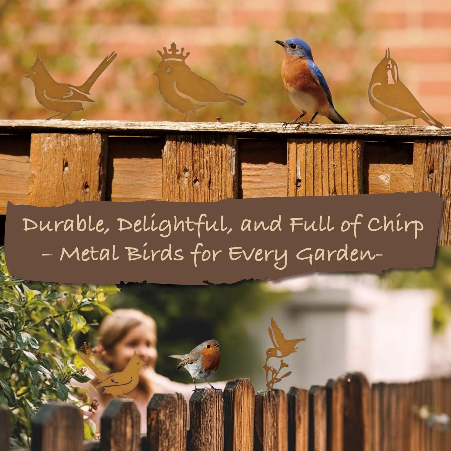 MORYSPEX 5PCS Rusty Metal Bird Silhouette Statues - Rustic Outdoor Decor for Garden, Fence and Yard Art, Lifelike Metal Birds Yard Decorations Fence Ornaments Yard Art Bird Lovers Gift Ideas