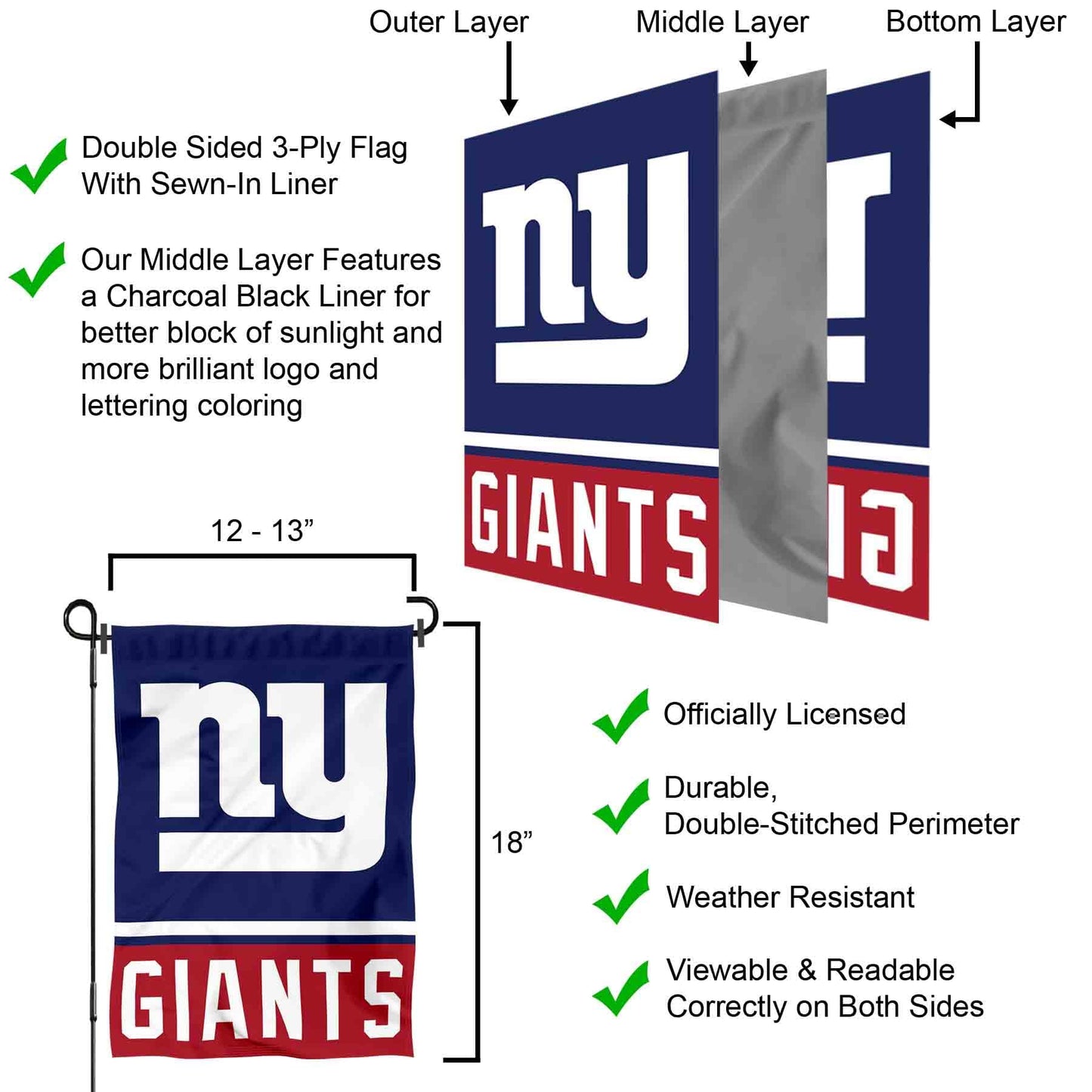 New York Giants Double Sided Garden Flag