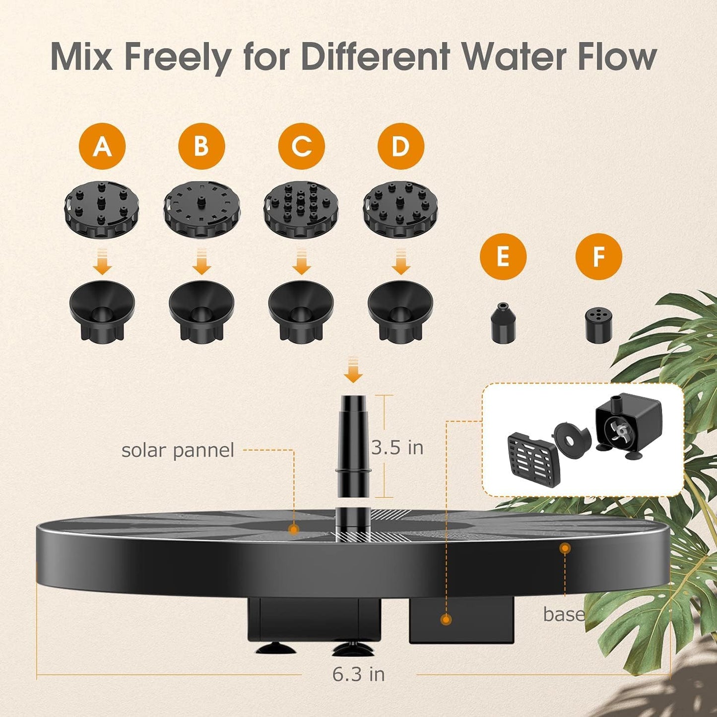 AISITIN Bird Bath Outdoor, Polyresin Lightweight Birdbath for Garden with 2.5W Solar Fountain, Used in Outside, Patio, Pond, Solar Fountain for Bird Bath