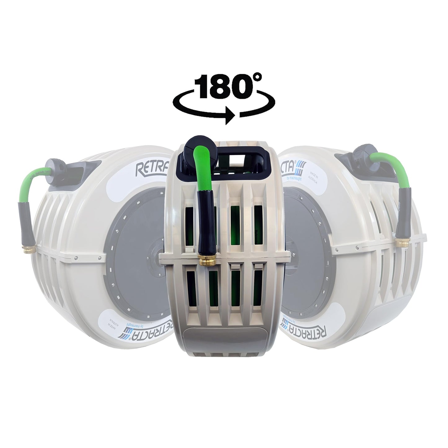 Macnaught Retractable Garden Hose Reel, 60 Ft Water Hose Reel Heavy Duty Retractable Hose with Metal 180° Swivel Rotation Bracket for Wall Mount - Green