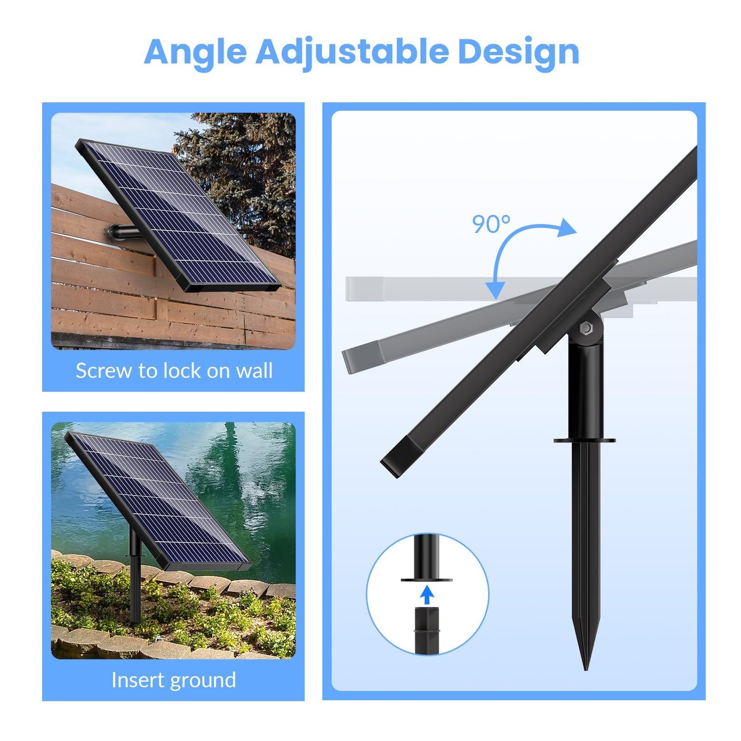 POPOSOAP 12W Solar Fountain Pump, Solar Pond Pump 160GPH Adjustable Flow, Dry-Run Protection, 16.5Ft Cord /6.6Ft Tubing for Pond/Waterfall/Garden/Hydroponics-P112L