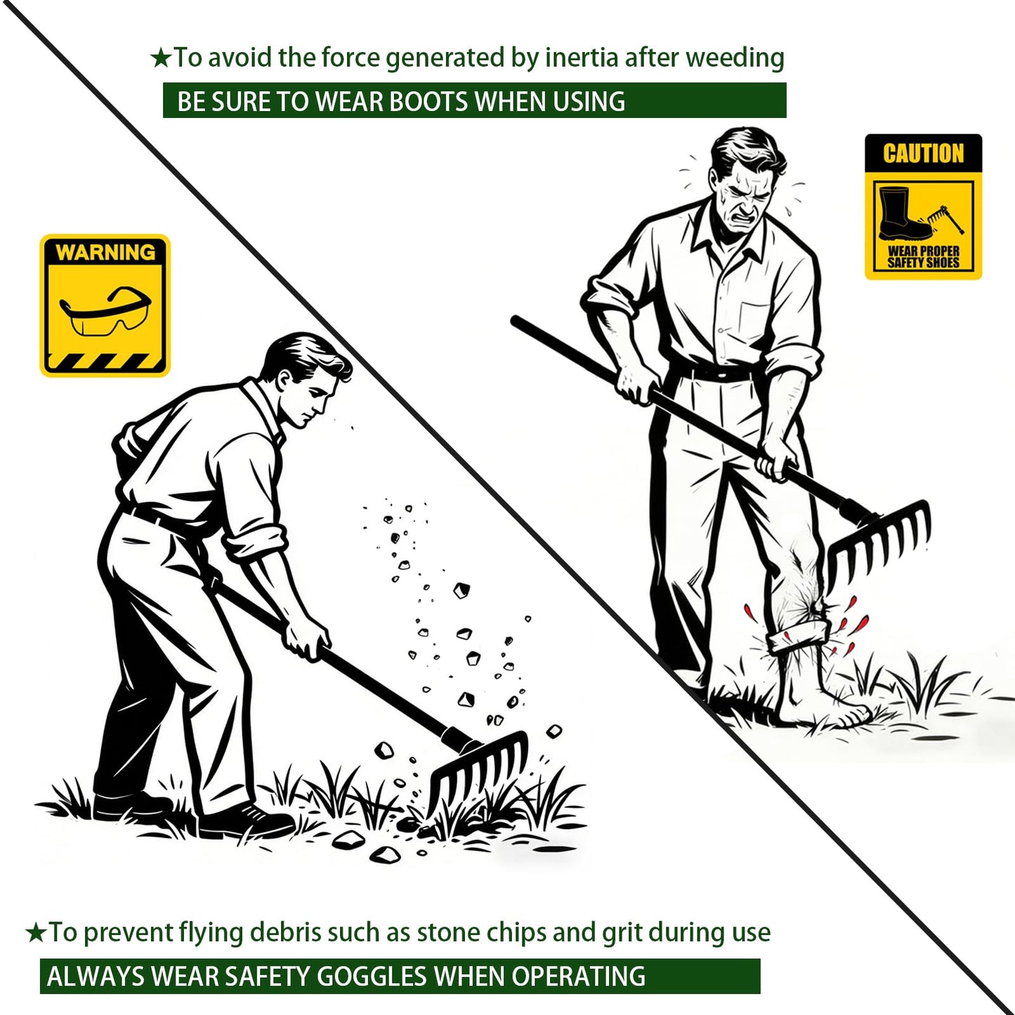 SXIDPDA Stainless Steel Weeding Tool, Thickened Version 8 Tines Weeder Rake, Weed Puller Tool with Long Handle, for Removing Weeds, Loosening Soil, Cleaning Flower Beds, Pine Needles & Lawn Prep