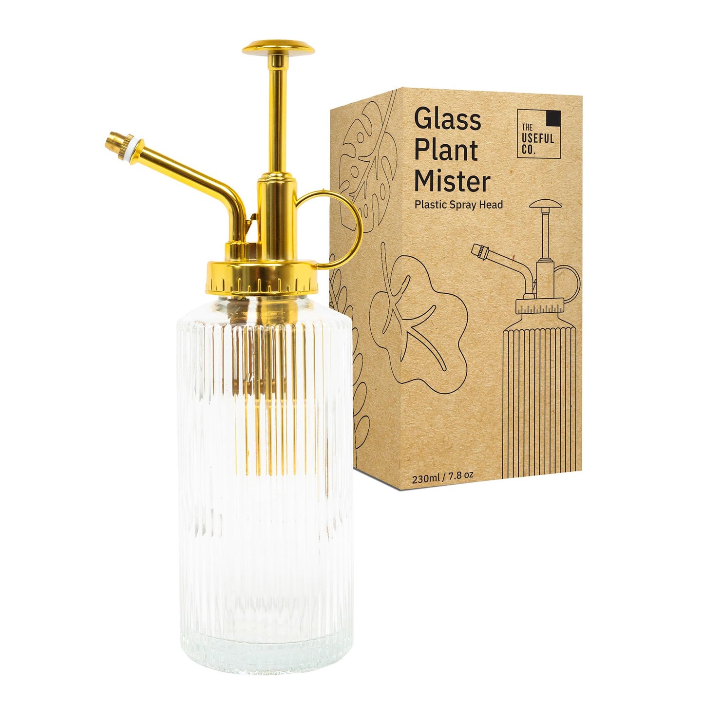 The Useful Co. Glass Plant Mister for inside, Mister for Plants, Plant Sprayer Mister, Decorative Plant Mister Spray Bottle with Adjustable Nozzle for indoor plants (230ml/ 7.8oz) - Clear