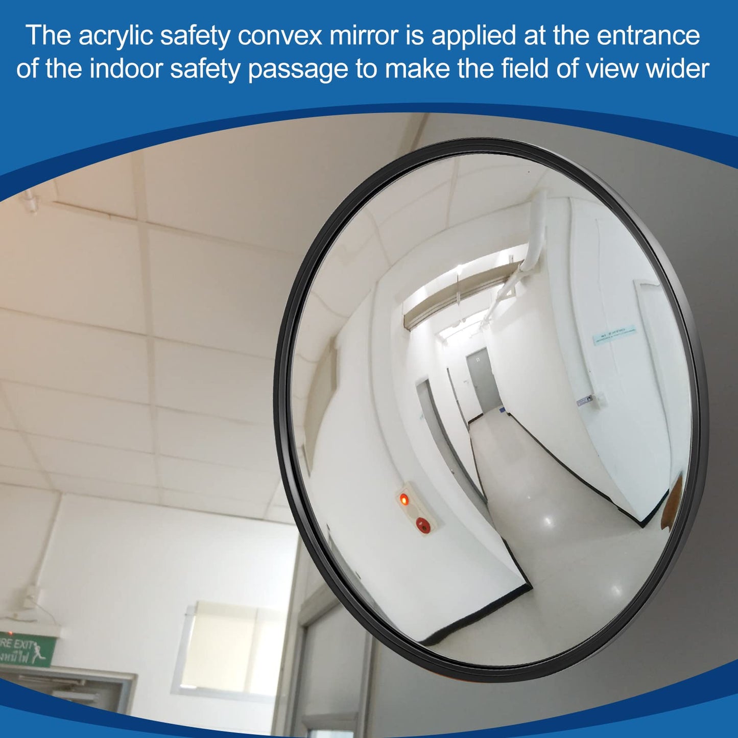 Maitys 2 Pcs Convex Mirror Acrylic Safety Security Traffic Corner Mirrors Adjustable Wide Angle View with Fixing Bracket for Indoor Outdoor Garage School Classroom Warehouse(26 Inch)