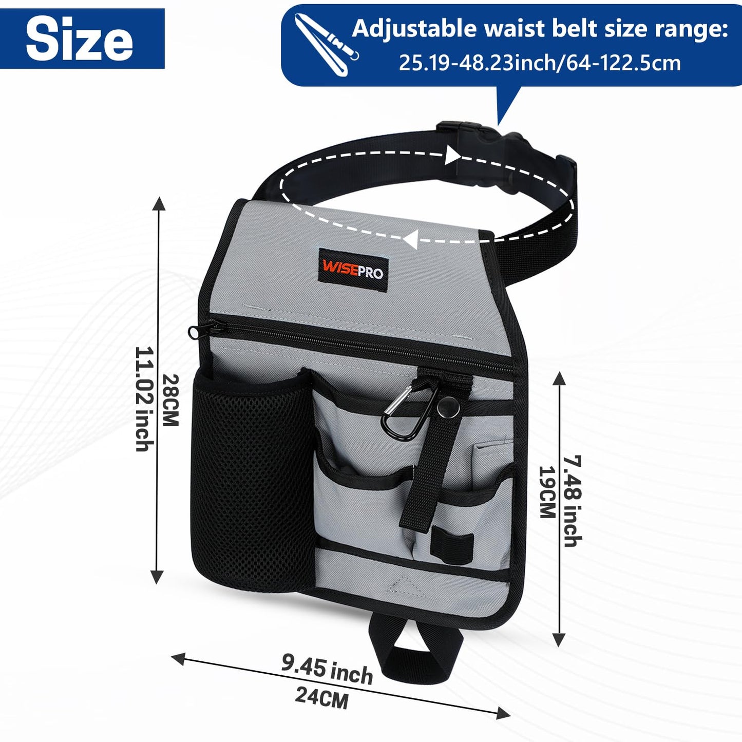 WISEPRO Garden Tool Belt, 6 Pocket Gardening Tool Waist Pouch with Adjustable Waist Strap, Gardening Belt Apron for Men Women