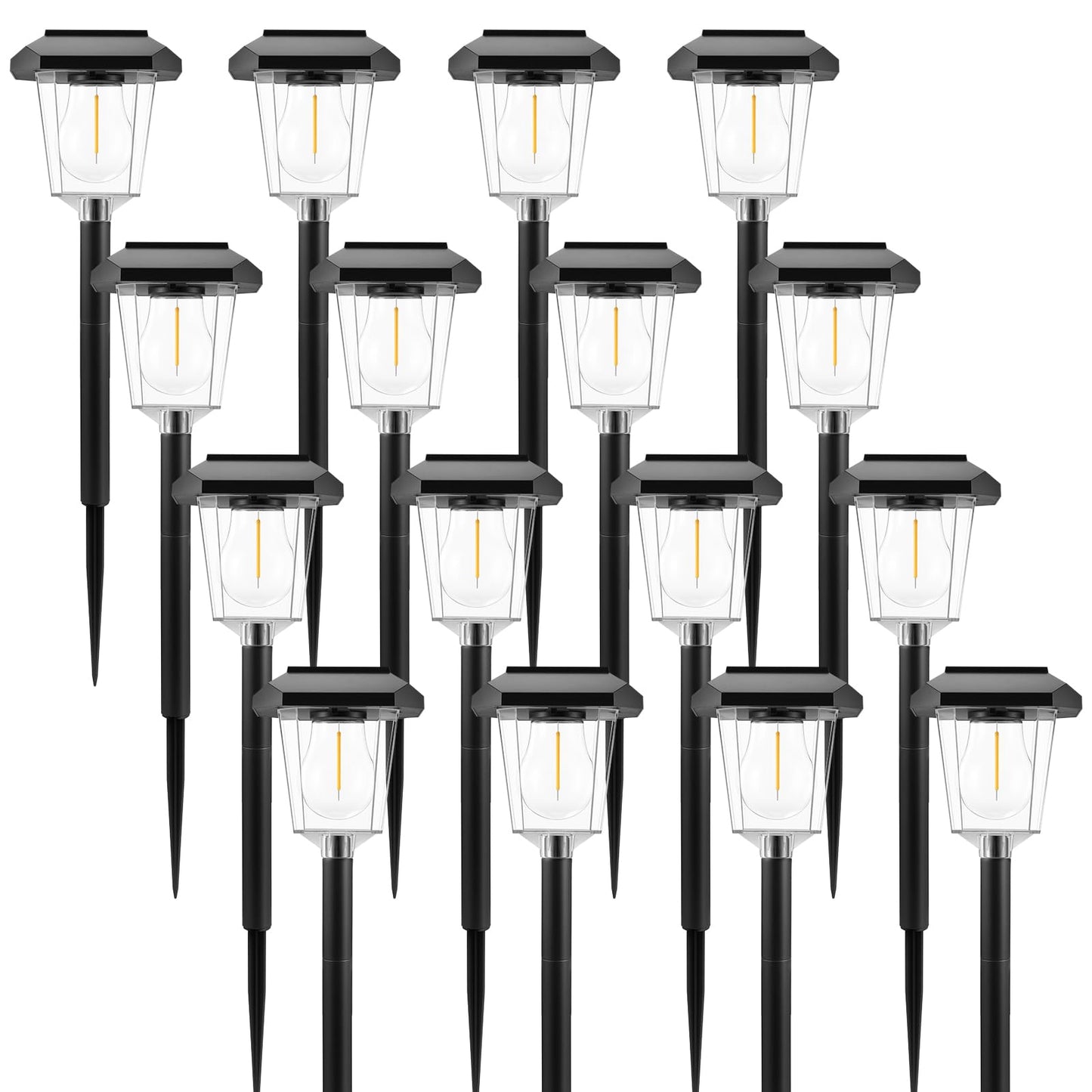 16Pack Solar Pathway Lights Outdoor, LED Solar Lights Outdoor Waterproof, Garden Light Solar Powered, Stake Landscape Lighting for Outside Yard Driveway Walkway Sidewalk Path Lawn Patio Garden Decor