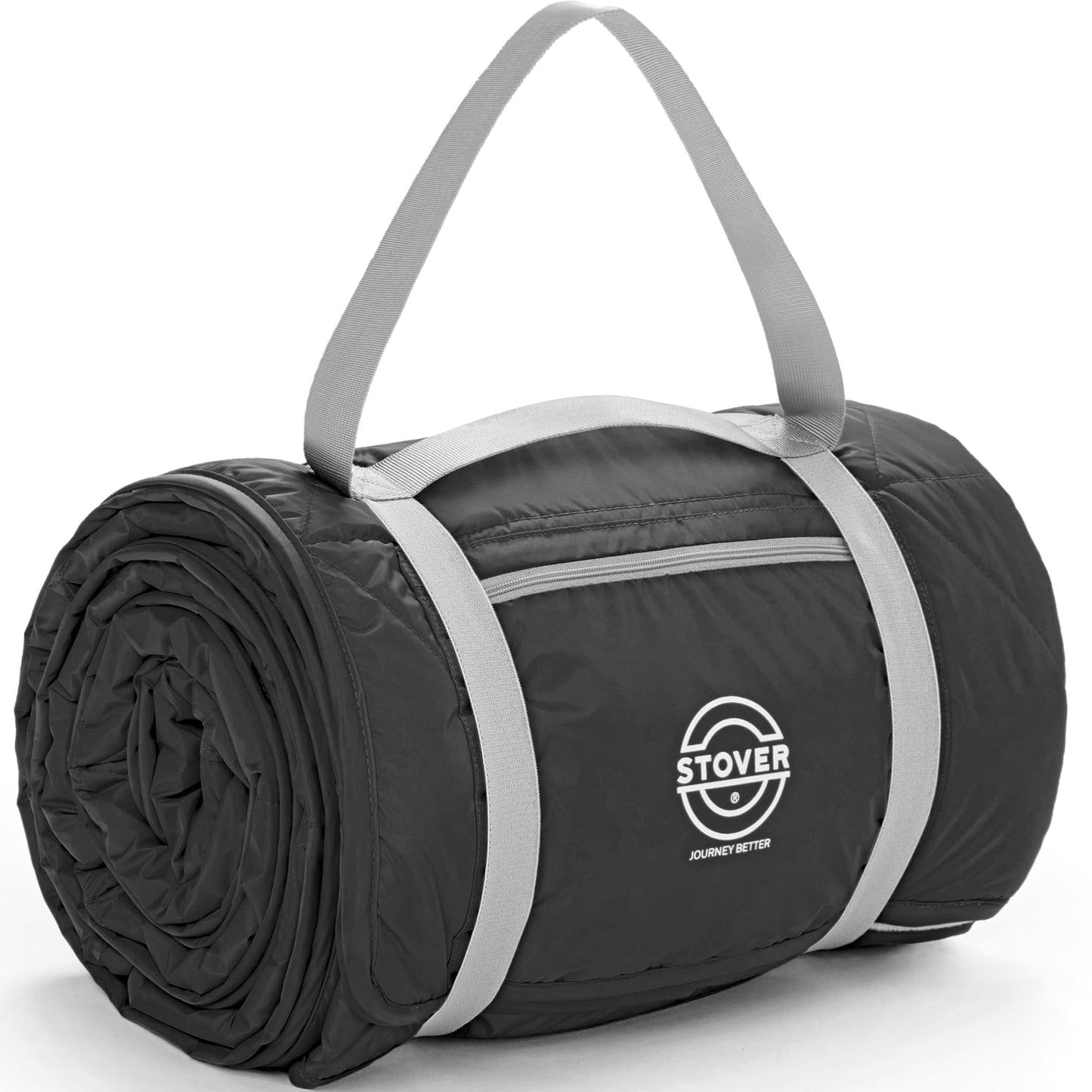 STOVER Large Waterproof Outdoor Stadium Blanket- Extra Thick Soft Fleece Camping Blanket for Travel, Picnics, Sports, Dogs- 79"x55", Warm, Windproof, Sand-Proof, Lightweight, Packable (Stadium Black)