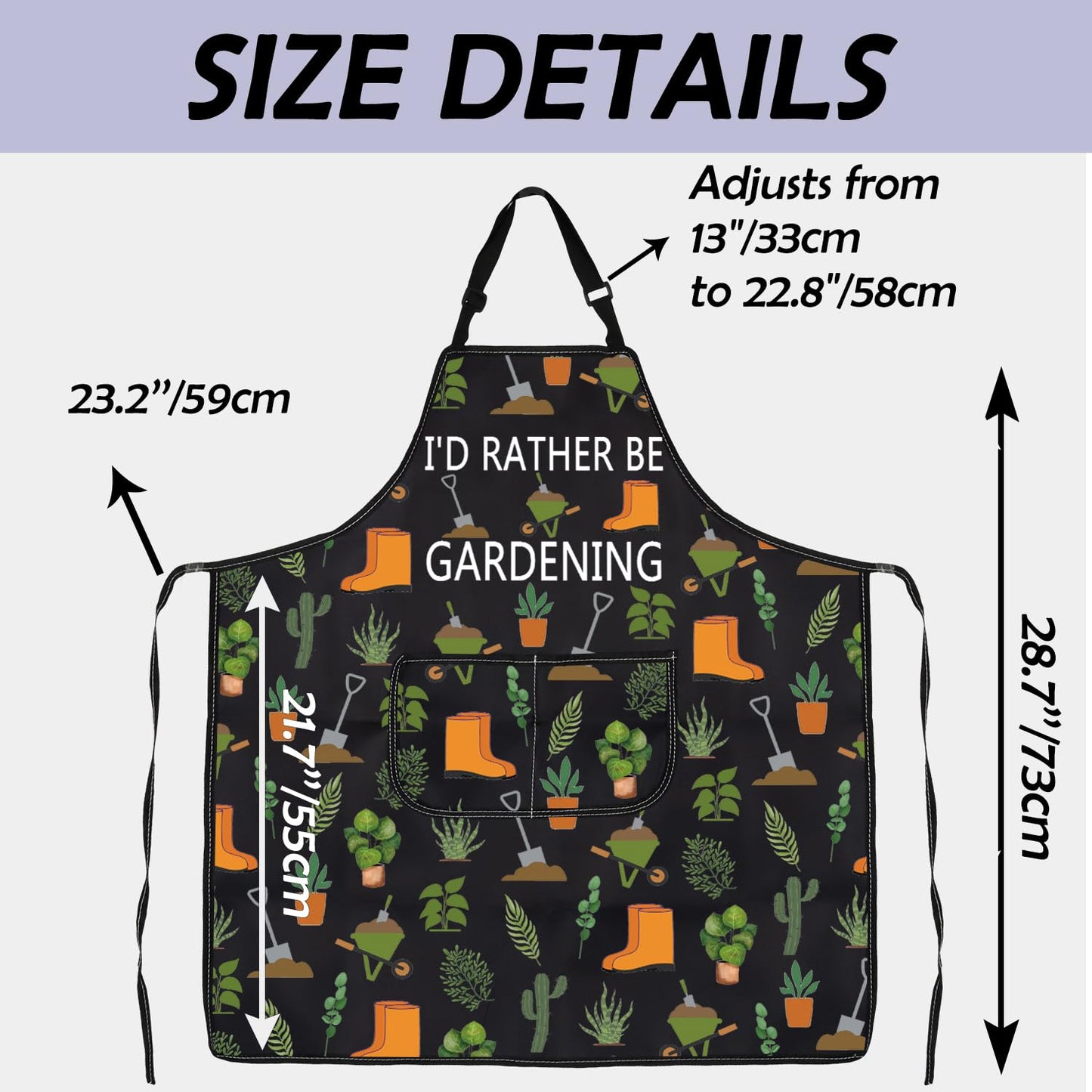 Gzrlyf Garden Apron Gardening Gift Plant Lover Gifts For Mom Grandma Gardener Aprons With Pocket I'd Rather Be Gardening (gardening apron)