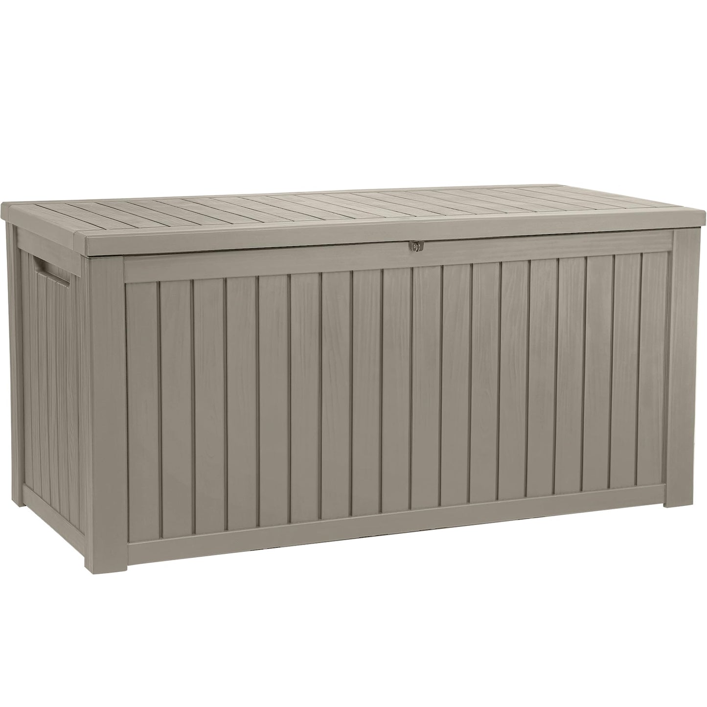 YITAHOME 220 Gallon XL Outdoor Storage Deck Box with Divider, Waterproof & Lockable, Ideal for Patio Furniture and Garden Tools, Resin-Built, Wood-Like Texture, Brown