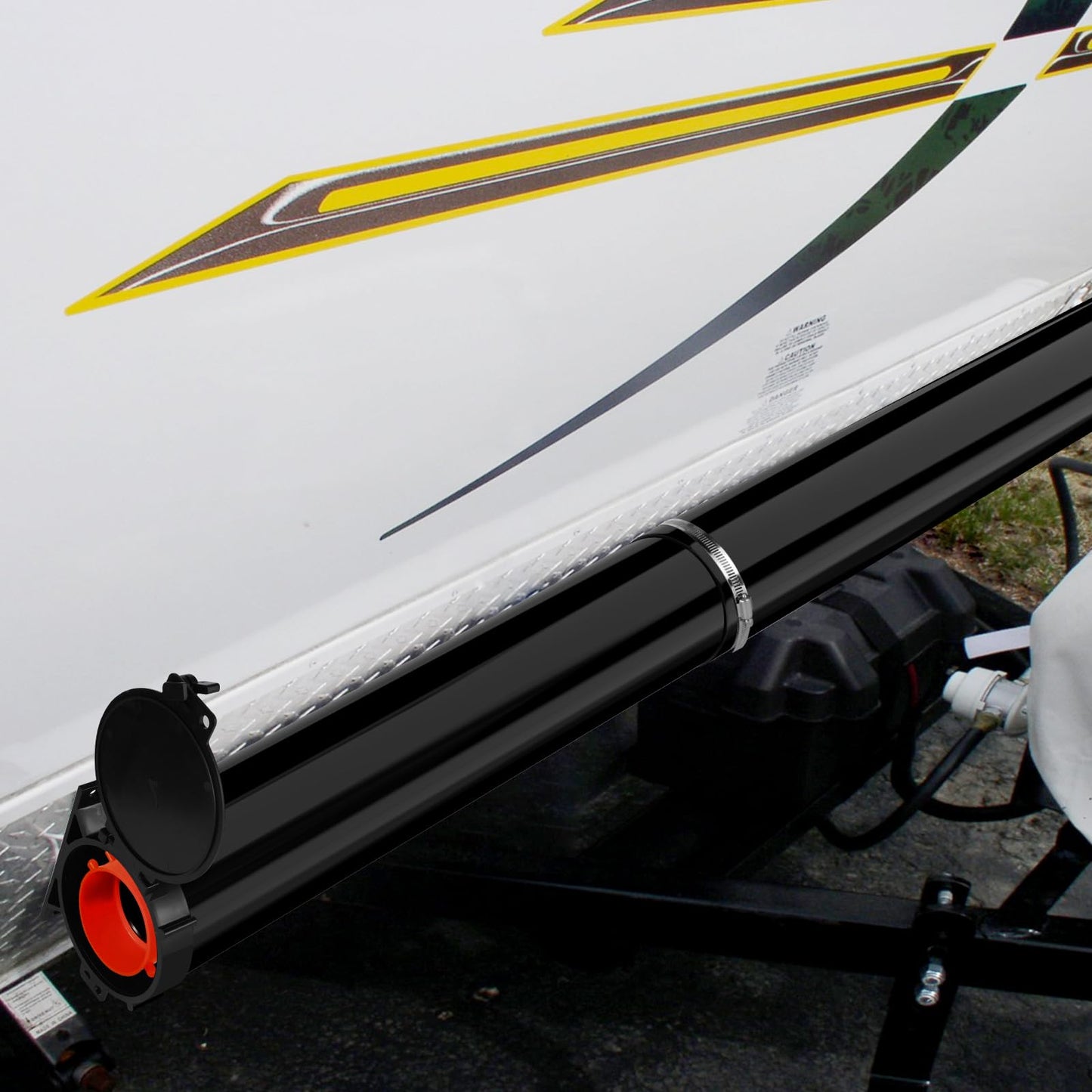 Touri Upgraded RV Adjustable EZ Hose Carrier TR5094BK with Door Cap and Mounting Screws, 50''-94'', Black, 3 Mounting Tabs Included