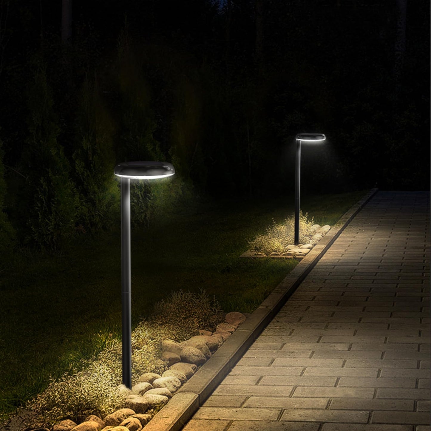 VWCYL+ Solar Pathway Lights - Super Bright 300 Lumens with 2-in-1 Warm White & Daylight Color, Solar Path Lights for Pathway, Sidewalk, Driveway, Garden,Parterre etc,Landscape Lighting (2-Pack)