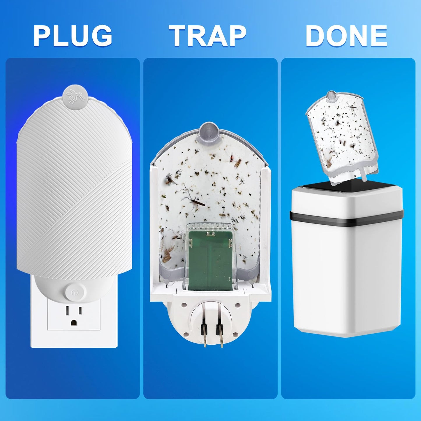 Flying Insect Trap (1 Stater & 3 Refill Cartridges), UV Light Indoor Bug Catcher for Gnats, Fruit Flies, Mosquitoes, and Moths, Plug-in Fly Trap for Home, Kitchen, Living Room