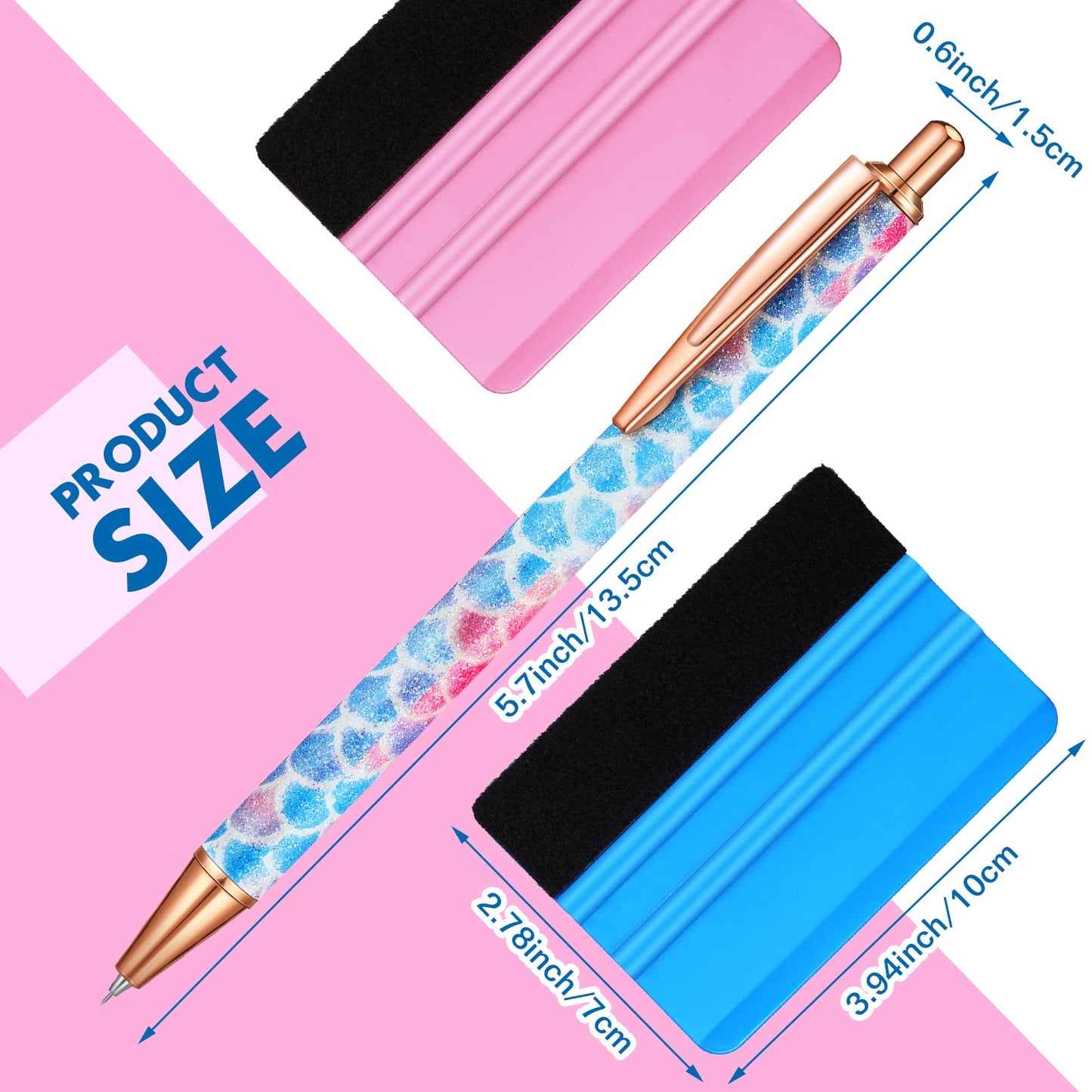 Spakon 4 Pcs Weeding Tools for Vinyl, 2 Pcs Air Release Pen Glitter Craft Weeding Point Retractable Pin Pen with 2 Pcs Felt Squeegees Scraper for Crafting Weeding Essential Adhesive Vinyl